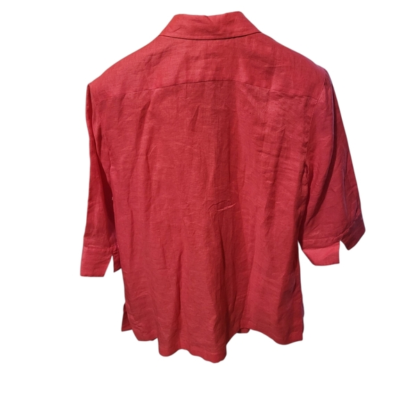 Chicos Linen Pink Button Front 3/4 Sleeve Shirt Women Size 3 (XLarge) - Picture 2 of 5